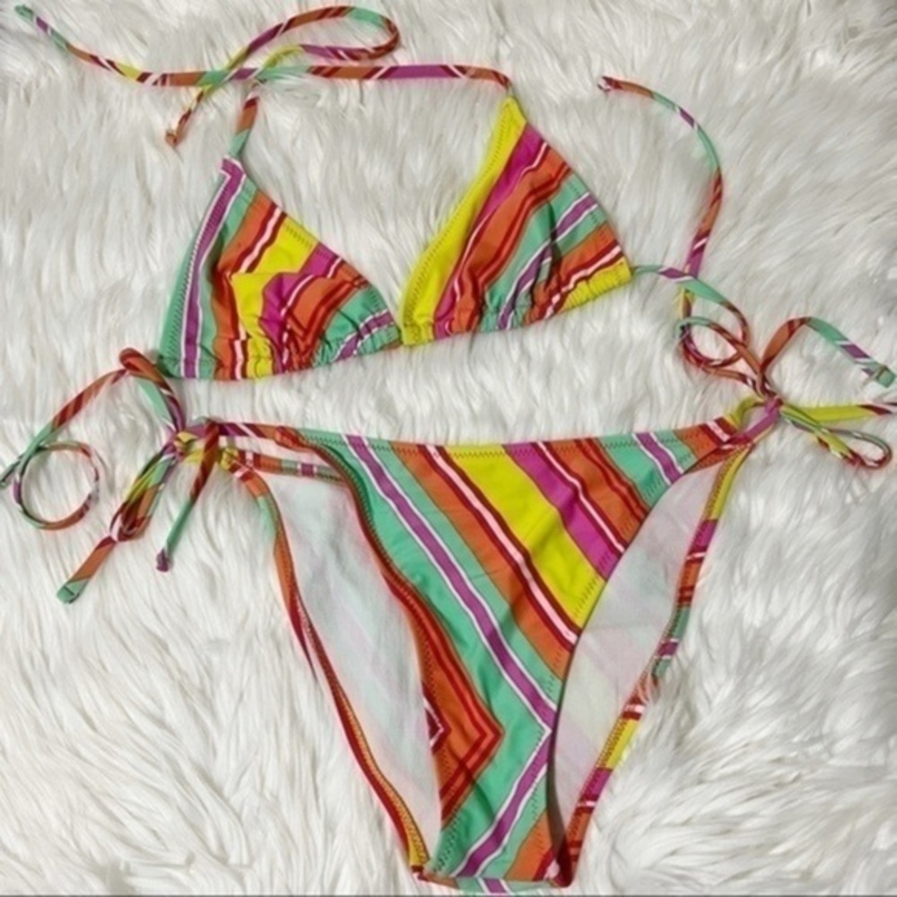 Euc Striped Print Bikini Set -> EUC Striped Print Bikini Set